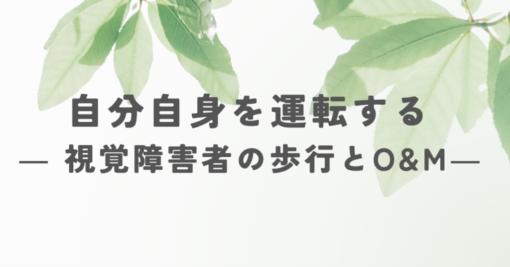 自分自身を運転する ―視覚障害者の歩行とO&M―